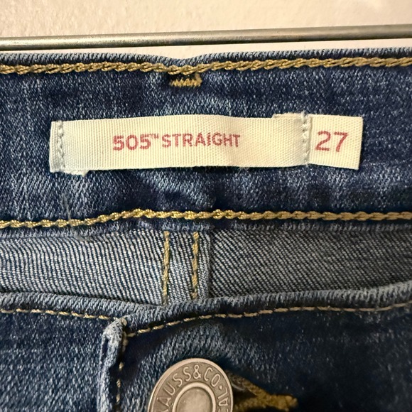 Levis 505 Straight Leg Jeans Womens Size 27 x 29 Medium Wash Blue Denim Mid Rise - Picture 7 of 14